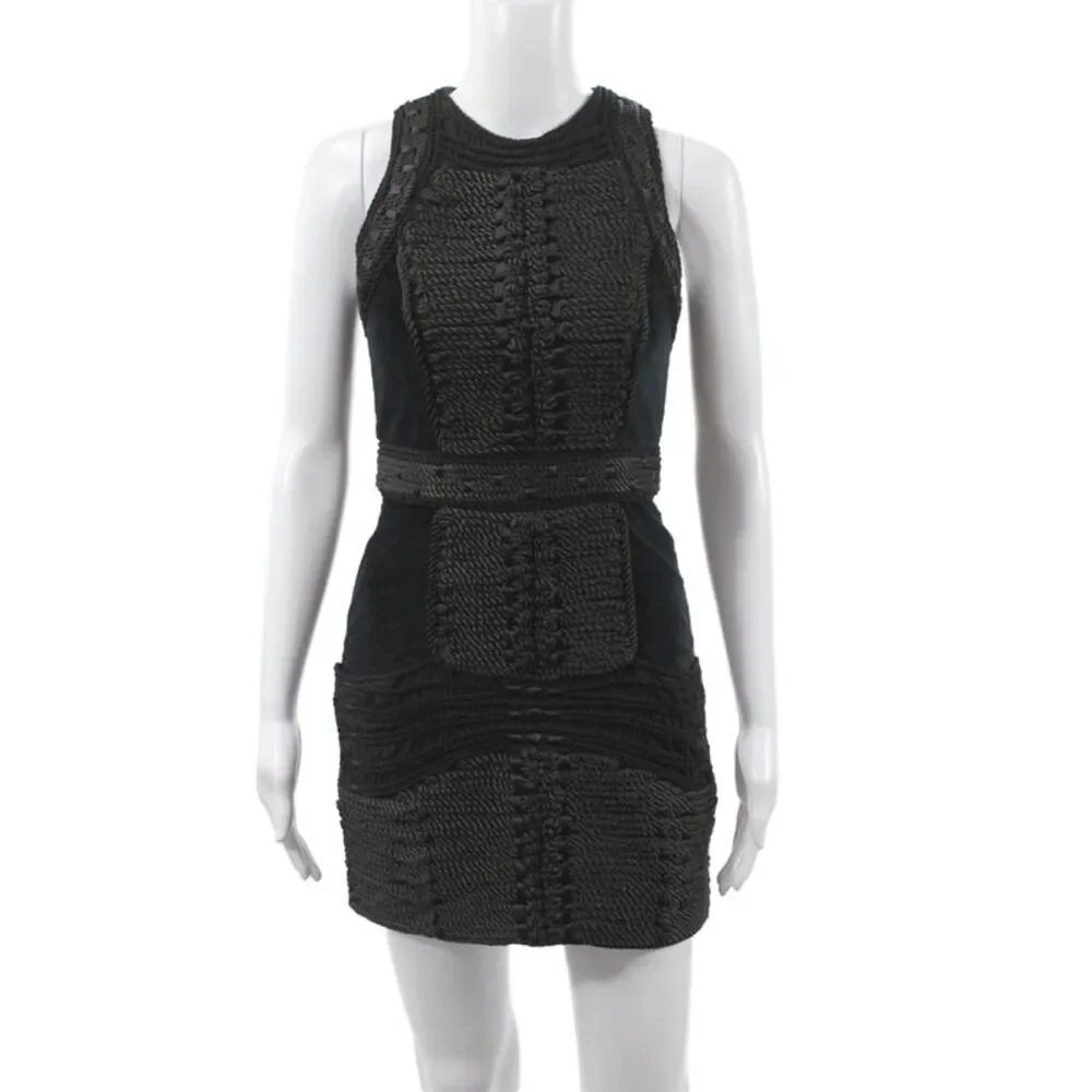 Balmain For H And M Women Bodycon Black Military Dress Sleeveless Size 4